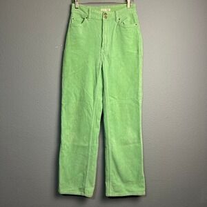 Billabong The Salty Blonde Corduroy Pants‎ Size 25 Boho Green High Waist 26x28